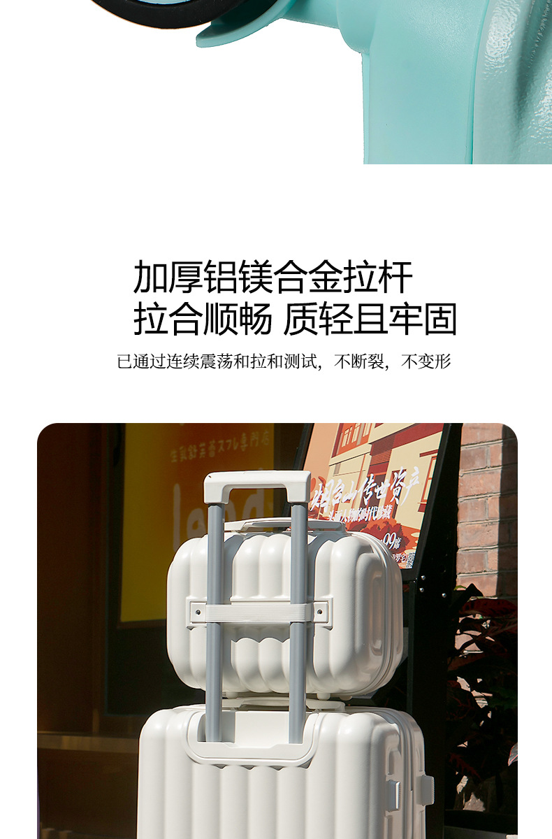 大量现货批发高颜值马卡龙色系韩版四件套多功能拉杆箱便携登机箱详情6