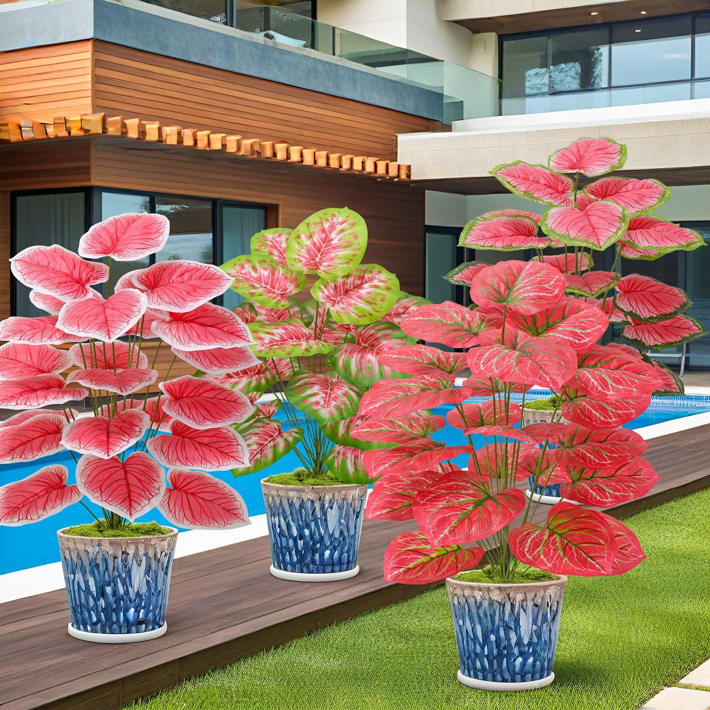 Artificial green plants, artificial flowers, wedding decorations, plastic red-leaf plants, Nordic-style indoor and outdoor floor-standing decorative items pic 15