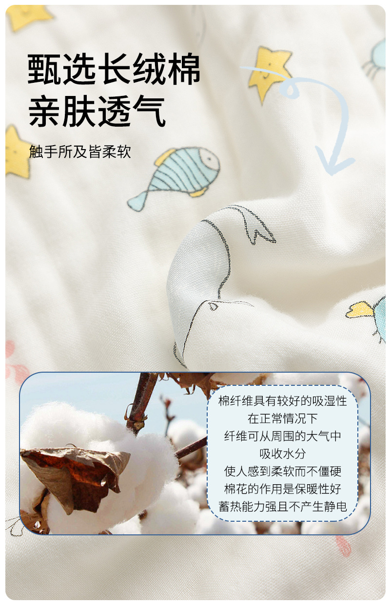 婴儿背心睡袋夏季新生儿宝宝无袖四层纱布纯棉儿童防踢被四季通用详情8
