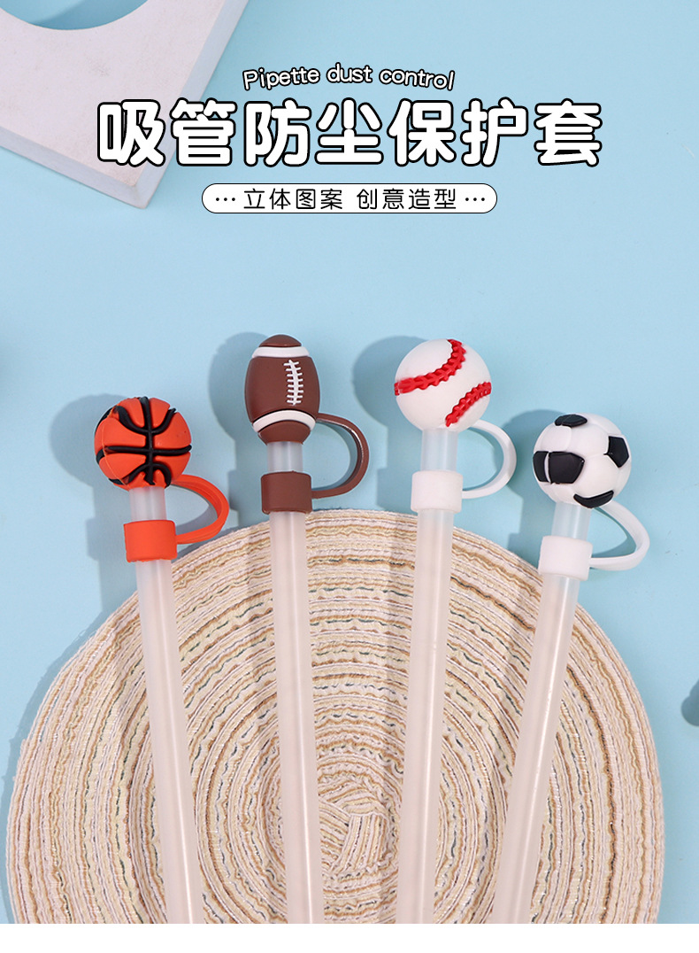 跨境热卖PVC立体卡通吸管帽10mm防尘塞吸管配件现货批发通用吸管软胶详情6