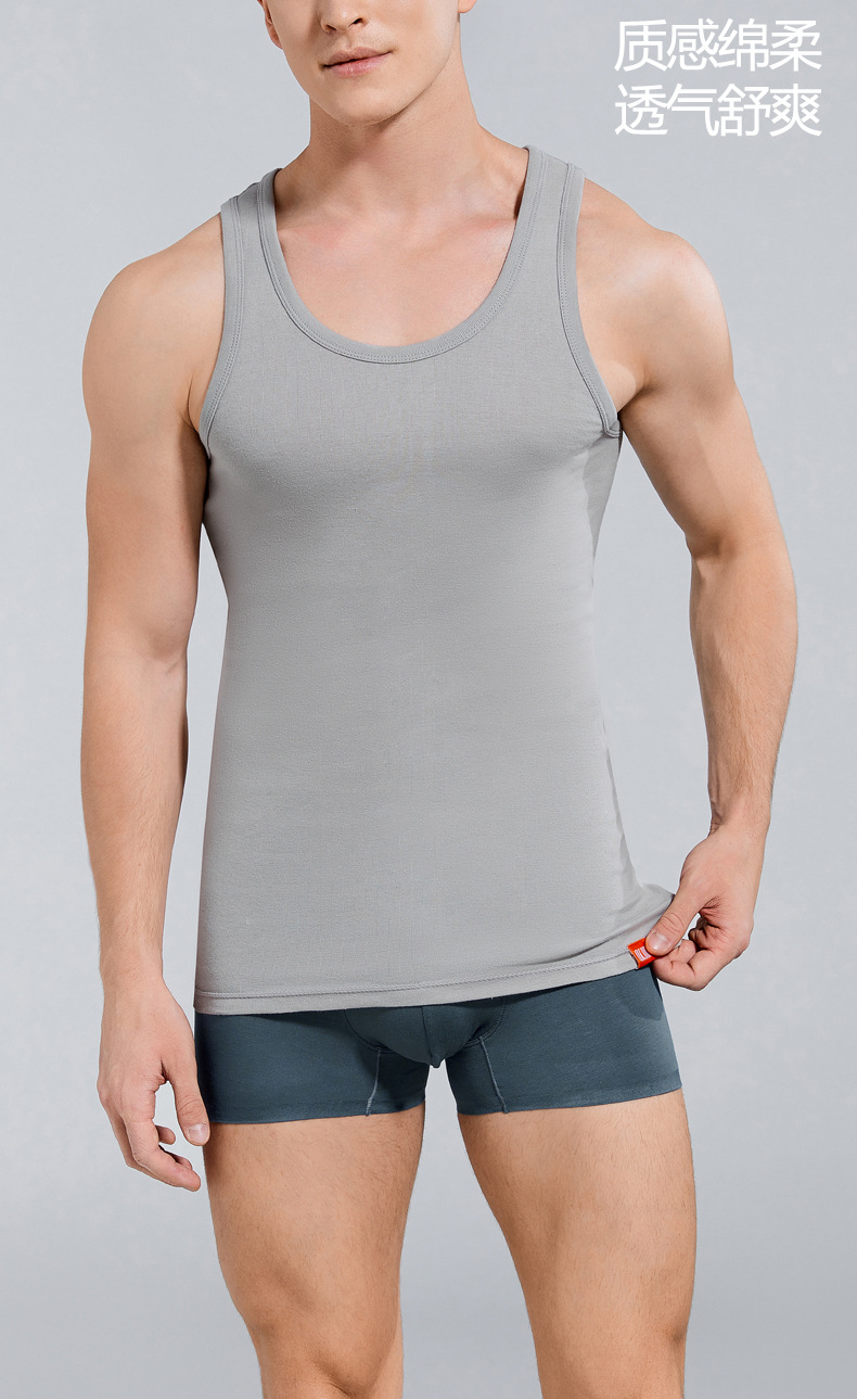 男士纯棉背心运动跨栏大码男款内穿全棉青年夏季打底健身紧身无袖详情7