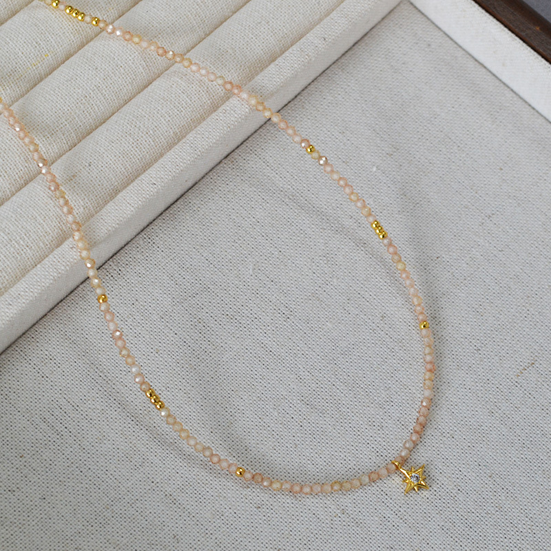日韩小众设计时尚简约优雅香槟锆石珠闪耀星星吊坠气质项链锁骨链详情4