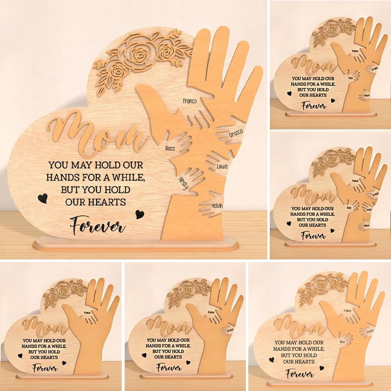 跨境新品母亲节父亲节手势木制家庭手势家居装饰摆件木质工艺品详情11
