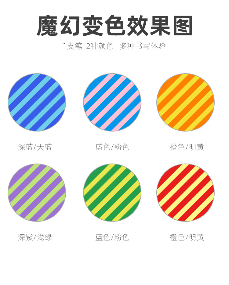Factory direct supply of Weiya Hui Polka Dot color-changing Highlighter 028 double-headed color-changing Highlighter Duck Painting Highlighter wholesale pic 6