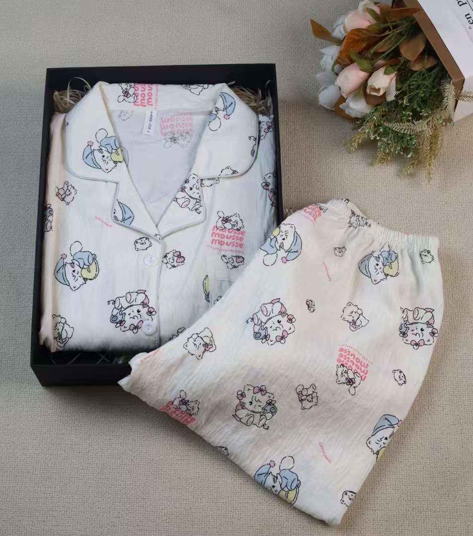 Spring new Cloud cotton Korean InS-style long-sleeved pajamas for girls, sweet and cartoonish, cute student home wear set pic 27