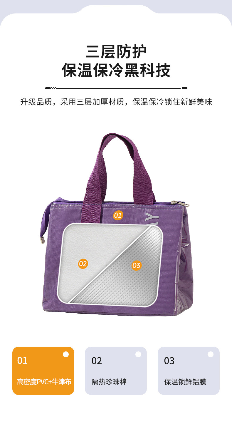 Large-capacity bento bags, student and office worker lunch box bags, outdoor picnic thickened aluminum foil portable insulated bags pic 11
