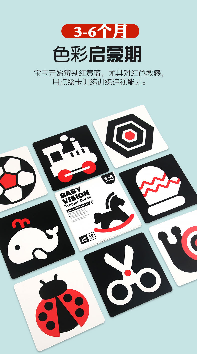 CECPC Black and white color early childhood education cognitive card toys, baby visual stimulation cards, educational and fun toys pic 70