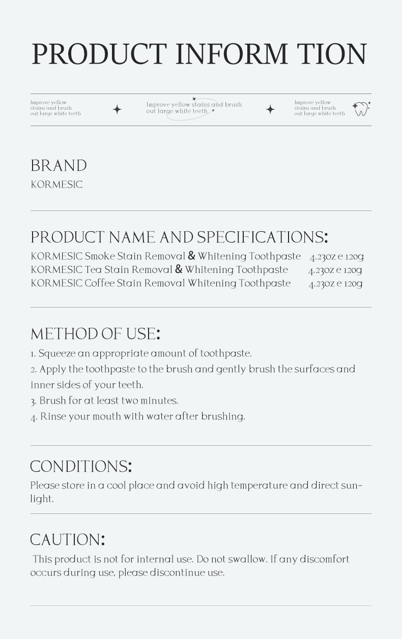 KORMESIC all-English oral care Teeth Clear Breath toothpaste toothpaste Oral cleansing pic 16