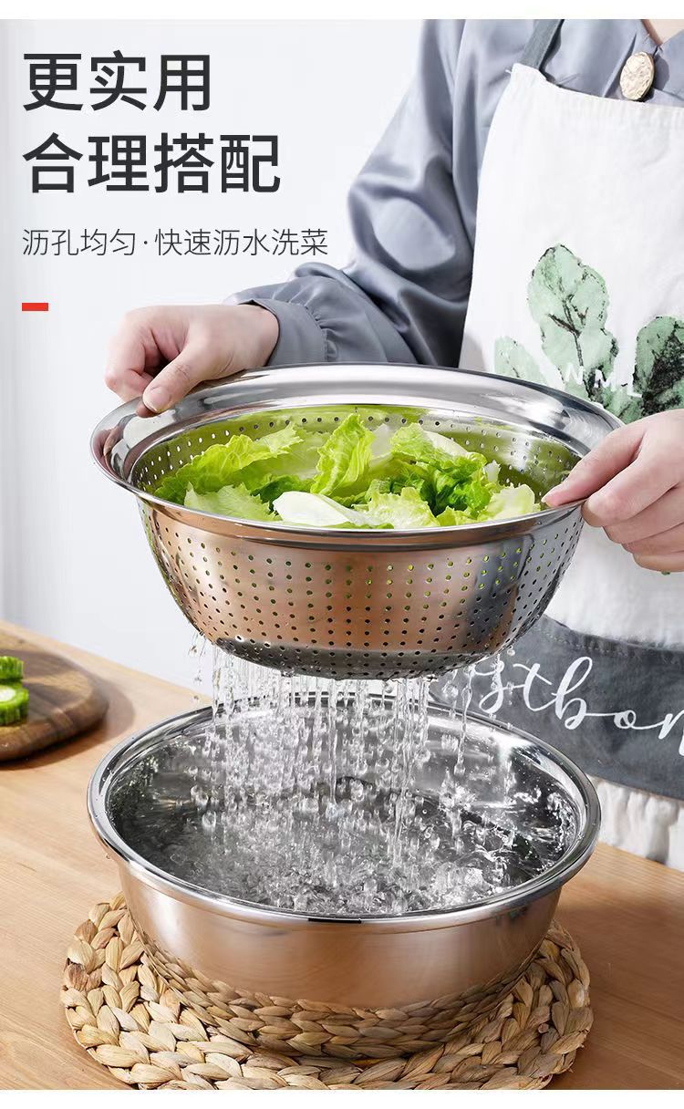 【三件套】切菜神器不锈钢刨丝切片土豆擦丝器洗菜盆沥水篮多功能详情8