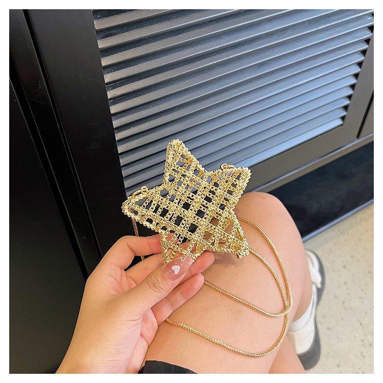 跨境2024夏新款小香风镂空金属星星包晚宴包单肩斜挎气质链条女包详情30