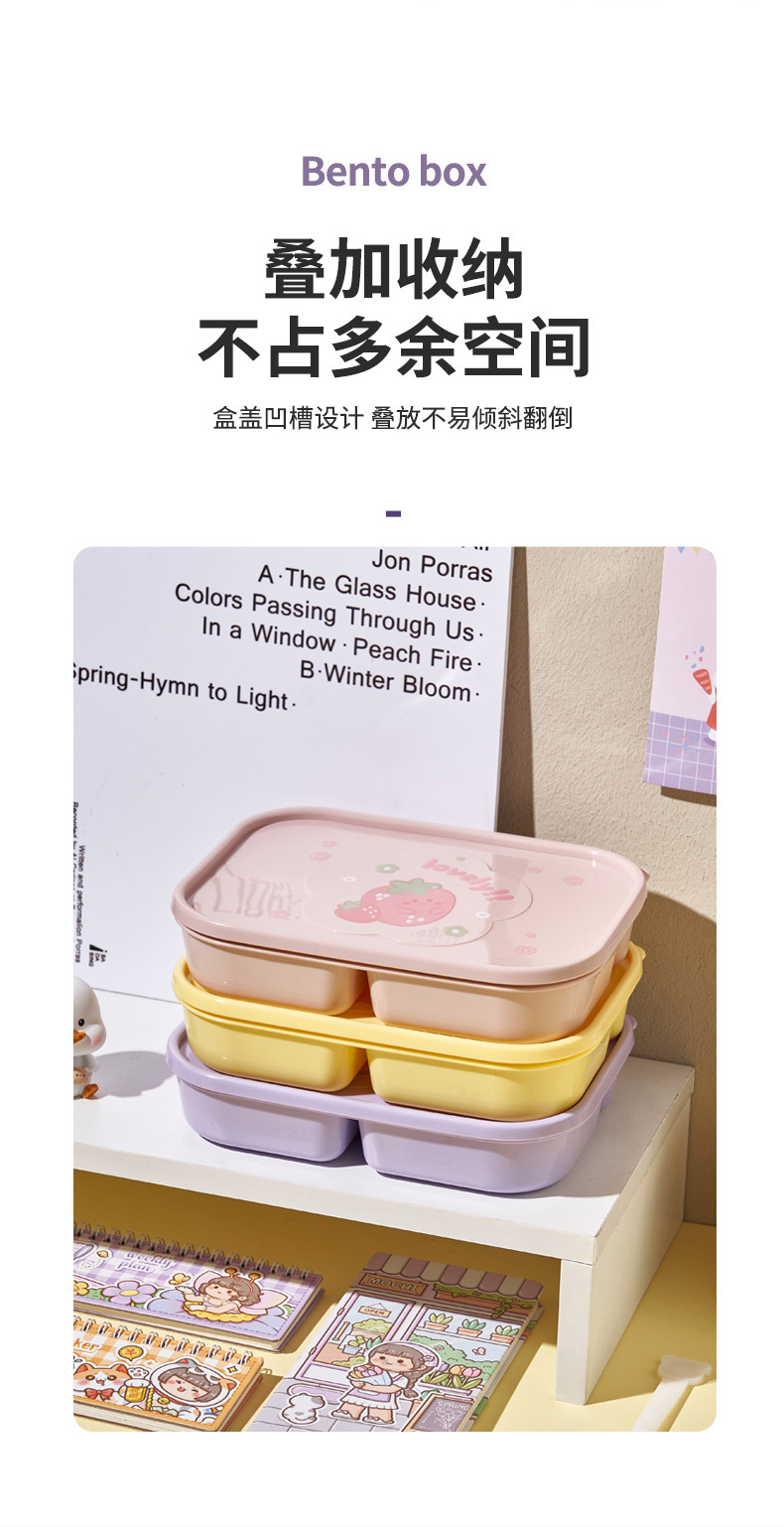 大容量塑料便当盒可微波密封保温儿童饭盒学生上班族分格午餐盒详情3