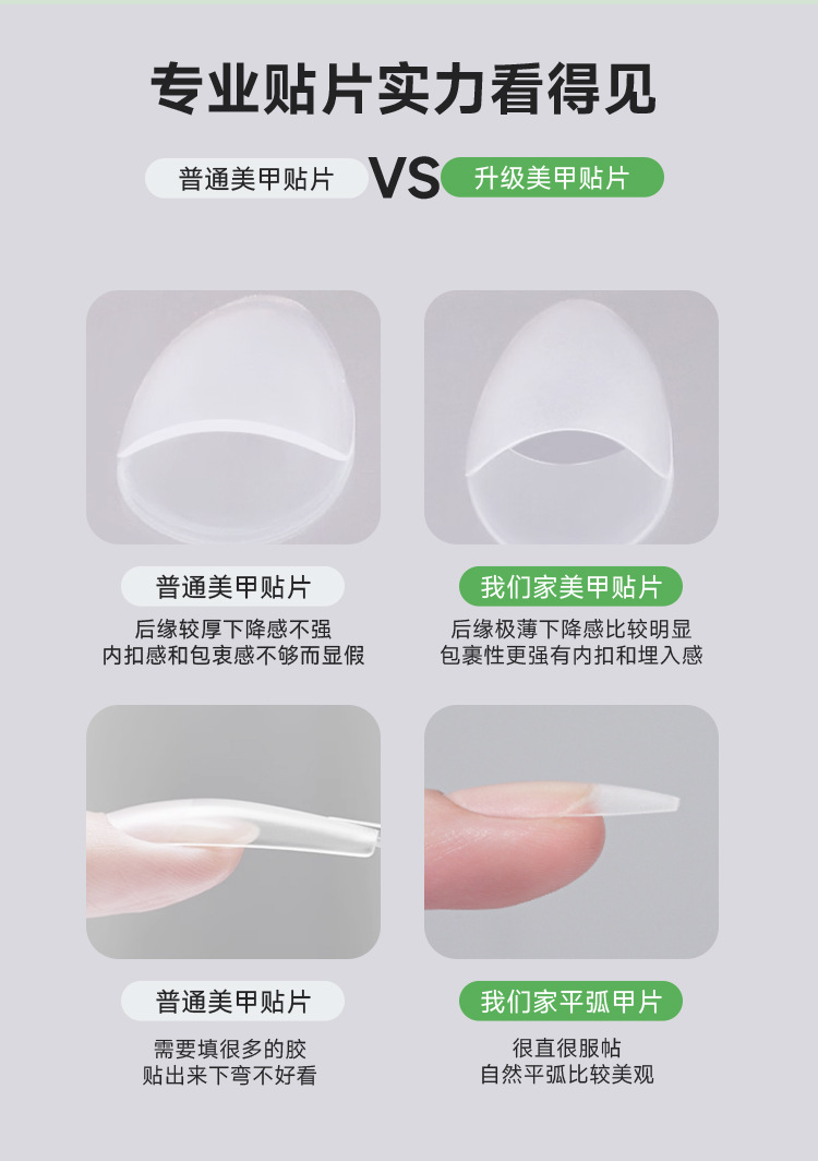 【长椭圆】美甲穿戴甲甲片100片装300片装美甲片美甲店用磨砂甲片详情8