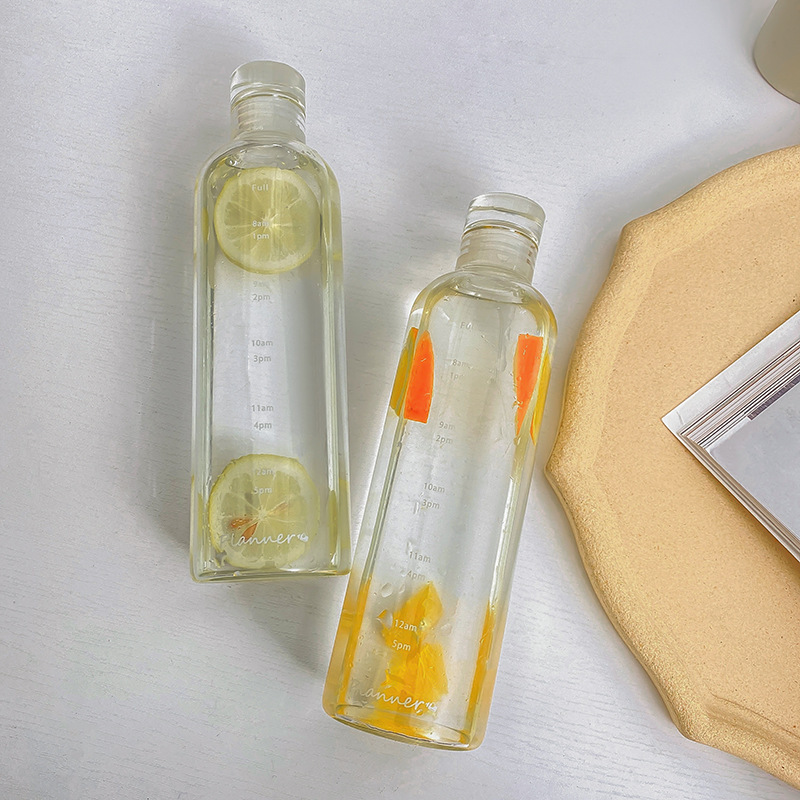 The same style of plastic cup with time scale as Xiaohongshu, transparent and highly attractive glass creative water cup, casual cup and gift cup pic 14