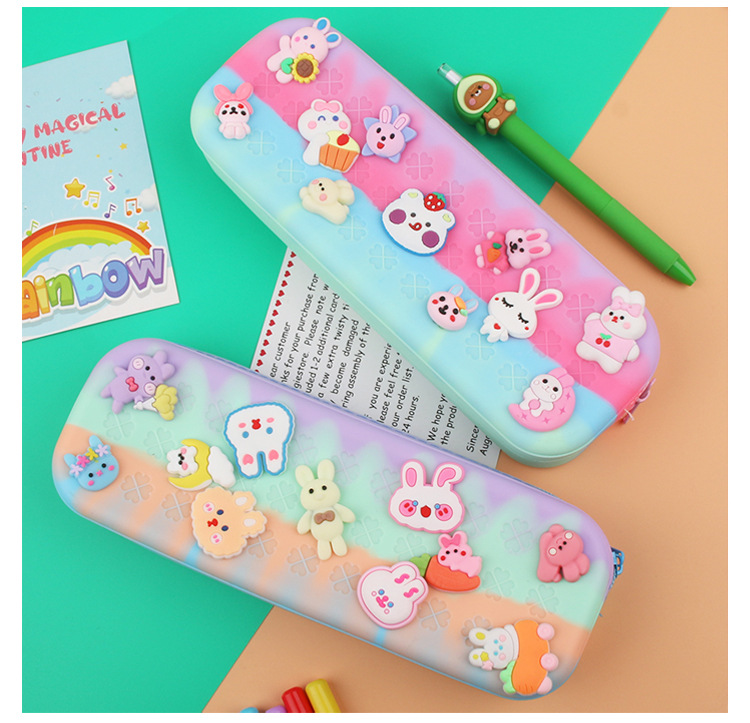 新款儿童卡通硅胶笔袋笔盒文具盒铅笔盒男孩女孩文具袋厂家 批发详情10