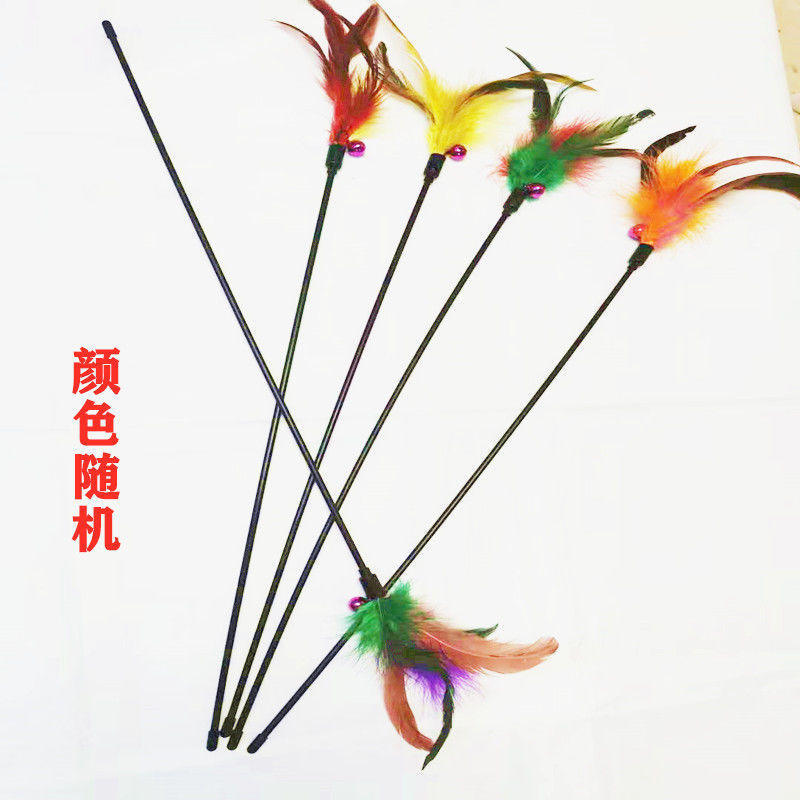 Factory wholesale cat toys, colorful feather long rods with bells, interactive cat toys, pet cat toys pic 3