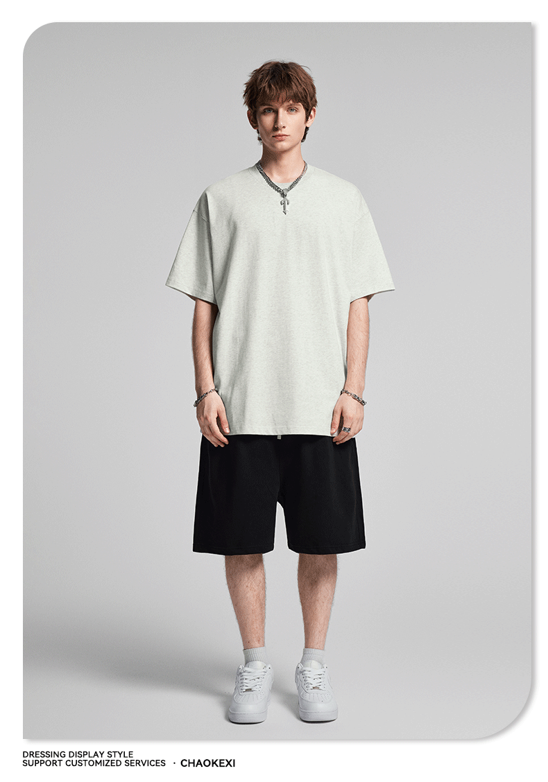 CKX2026夏季美式275g高品质潮牌纯棉t落肩纯色男潮青少年短袖T恤详情75