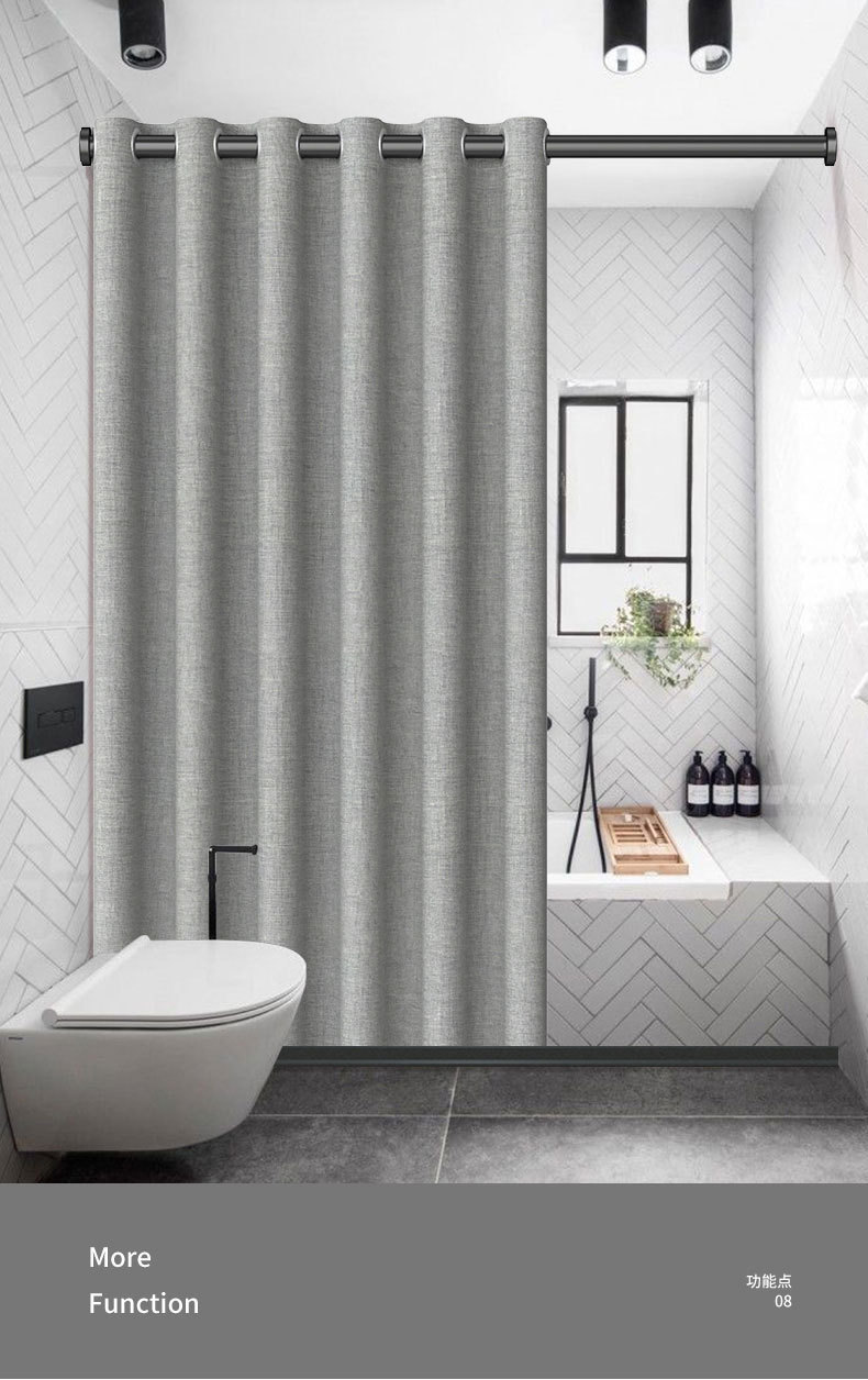 跨境 俄罗斯 亚马逊 热卖仿亚麻浴帘 大扣简约卫生间加厚浴帘详情8