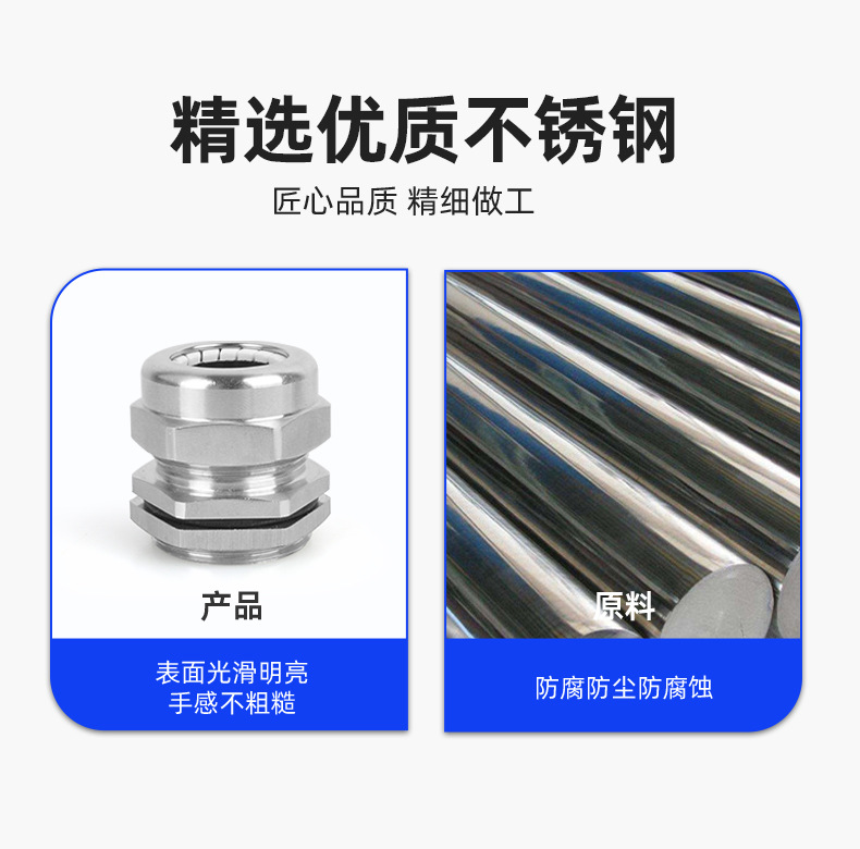 英得特不锈钢NPT金属电缆接头防水电缆格兰头外螺纹固定头填料函详情12