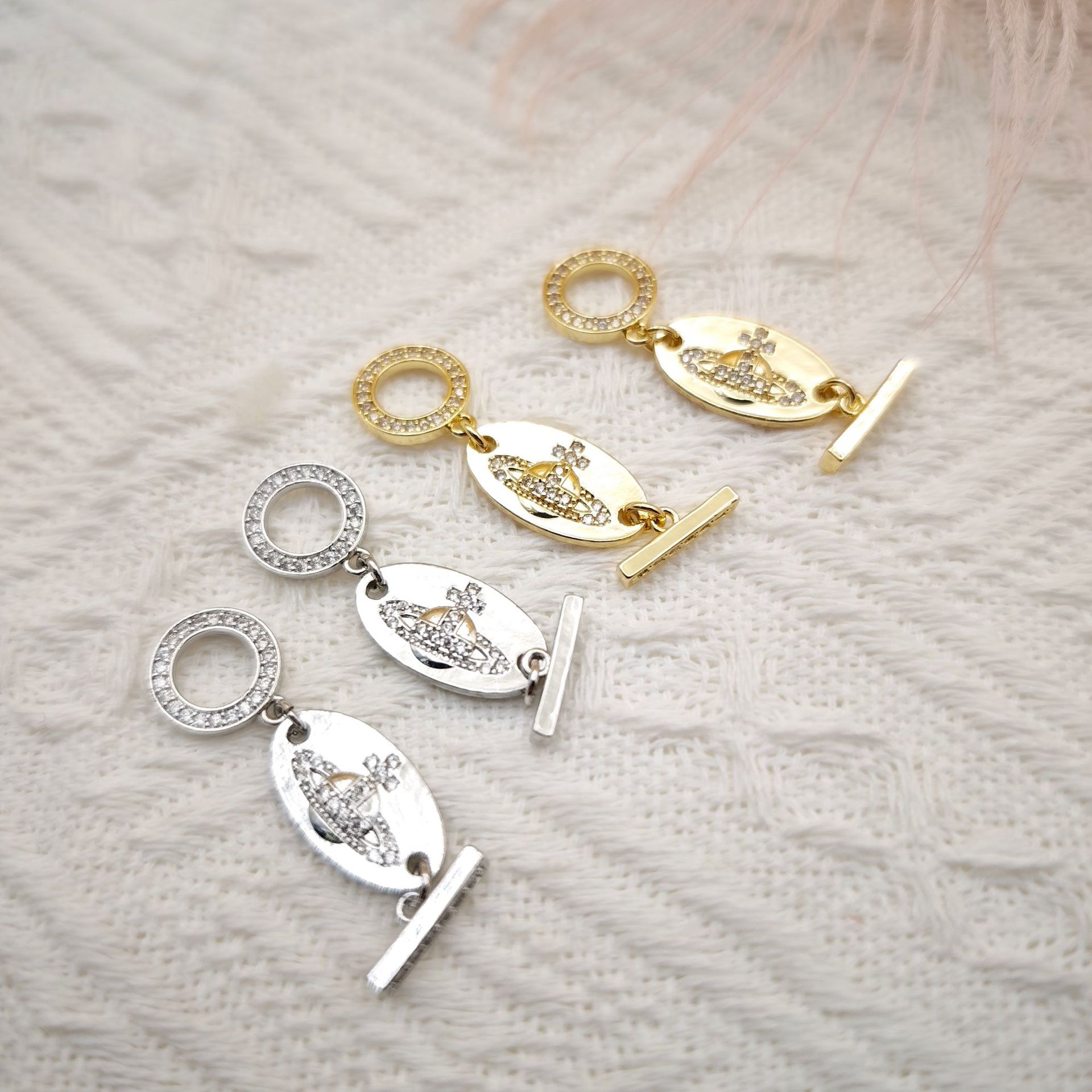 Color-preserving 18K real gold micro-inlaid Saturn connection buckle ot buckle diy accessory necklace bracelet material jewelry buckle pic 7