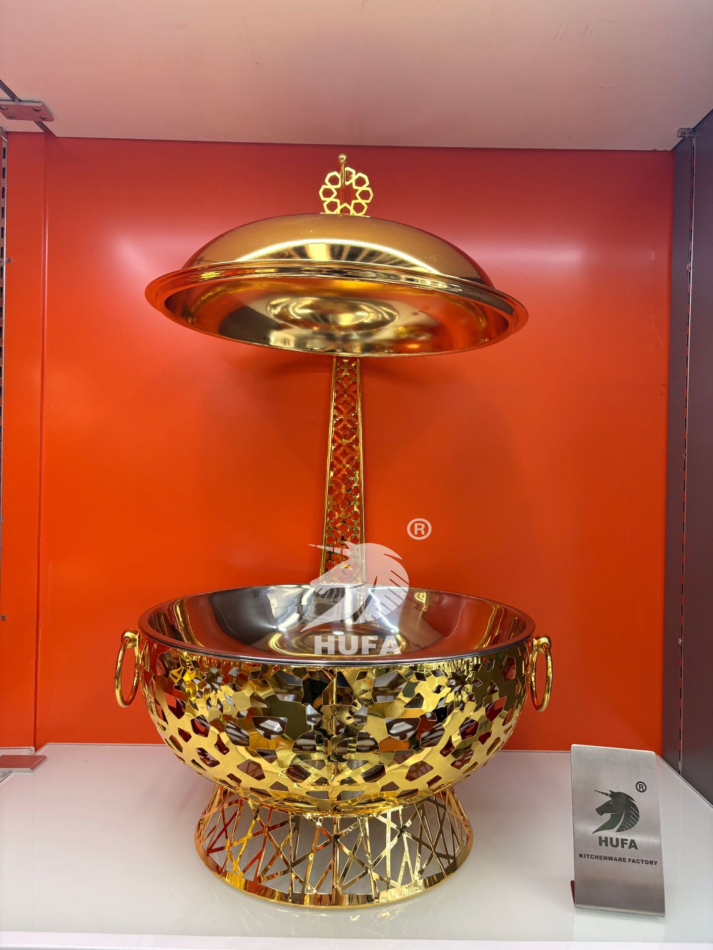 Cross-border stainless steel luxury gold disassembly and assembly hotel restaurant buffet stove, Bubi stove, heater chafingdish pic 7