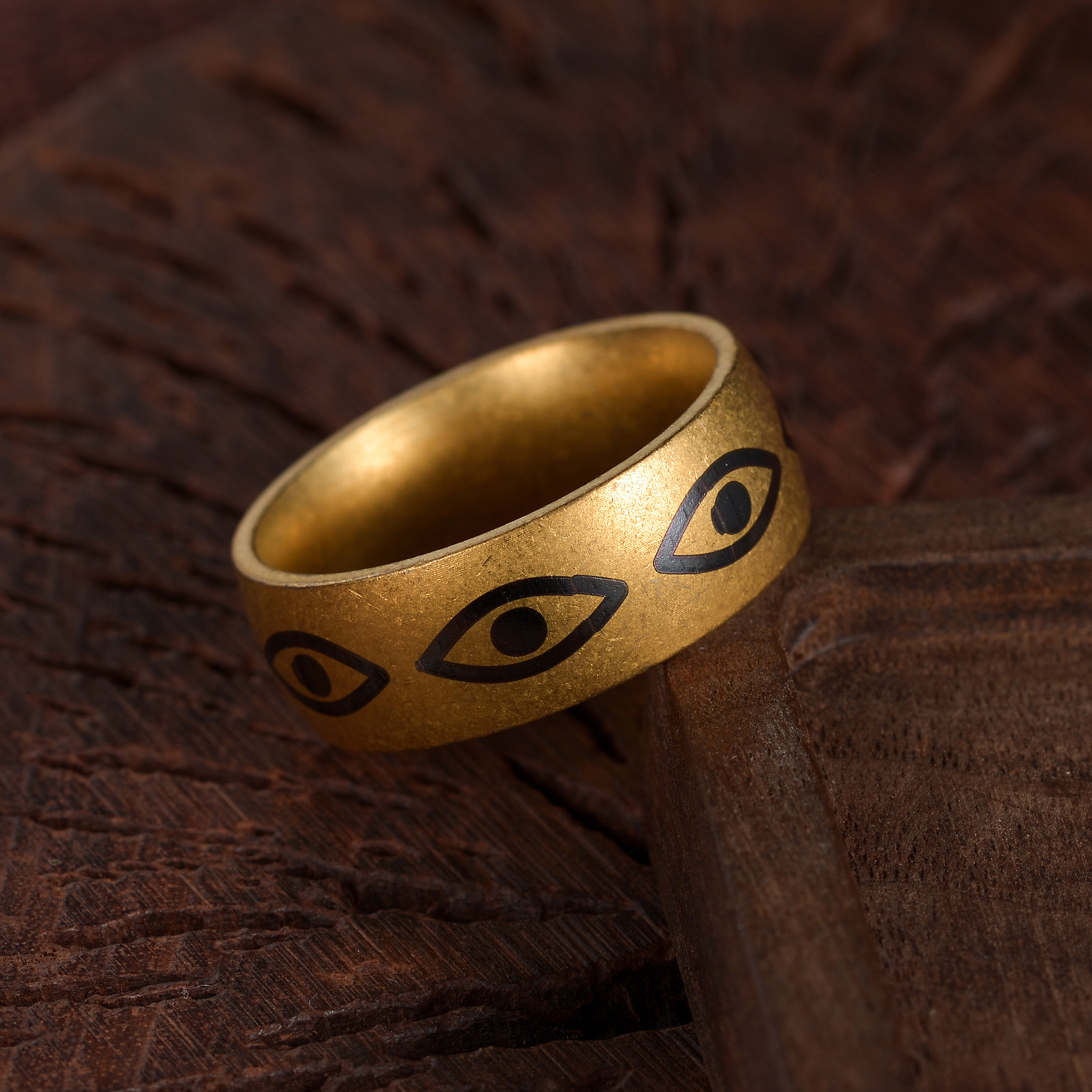 新款恶魔之眼戒指做旧古银色古铜色钛钢戒指男复古风格情侣手饰详情4