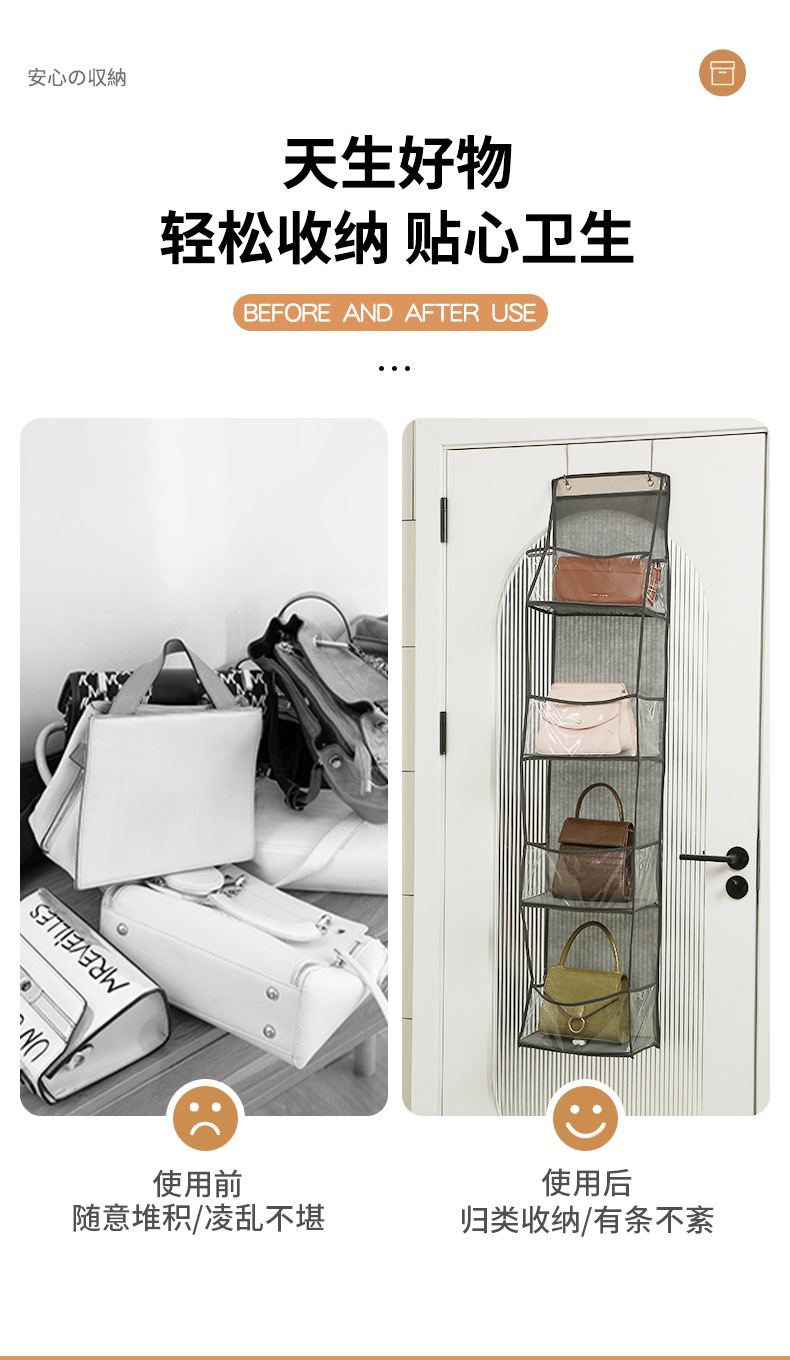 门后收纳袋家用多层包包玩具储物袋悬挂式墙上内衣杂物收纳挂架详情3