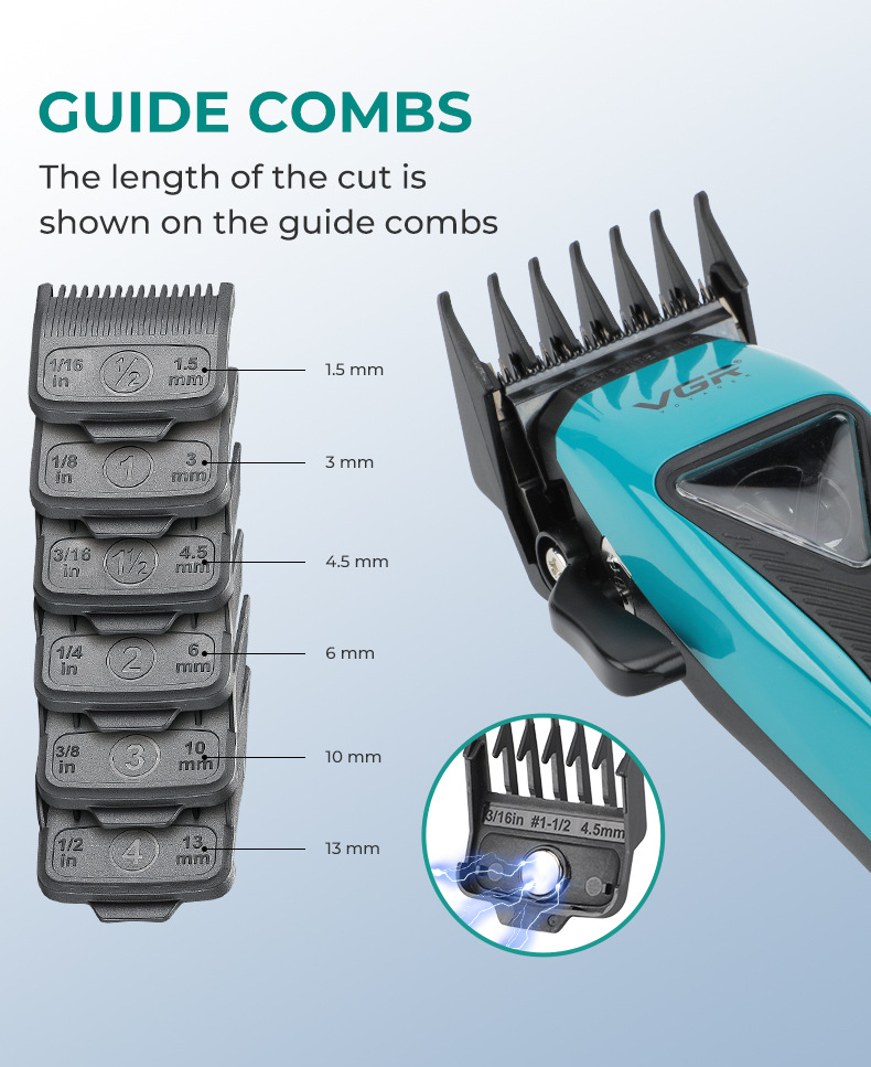 VGR035C Cross-border New intelligent variable-speed electric clipper, professional electric base model, high-speed digital display hair clipper pic 7