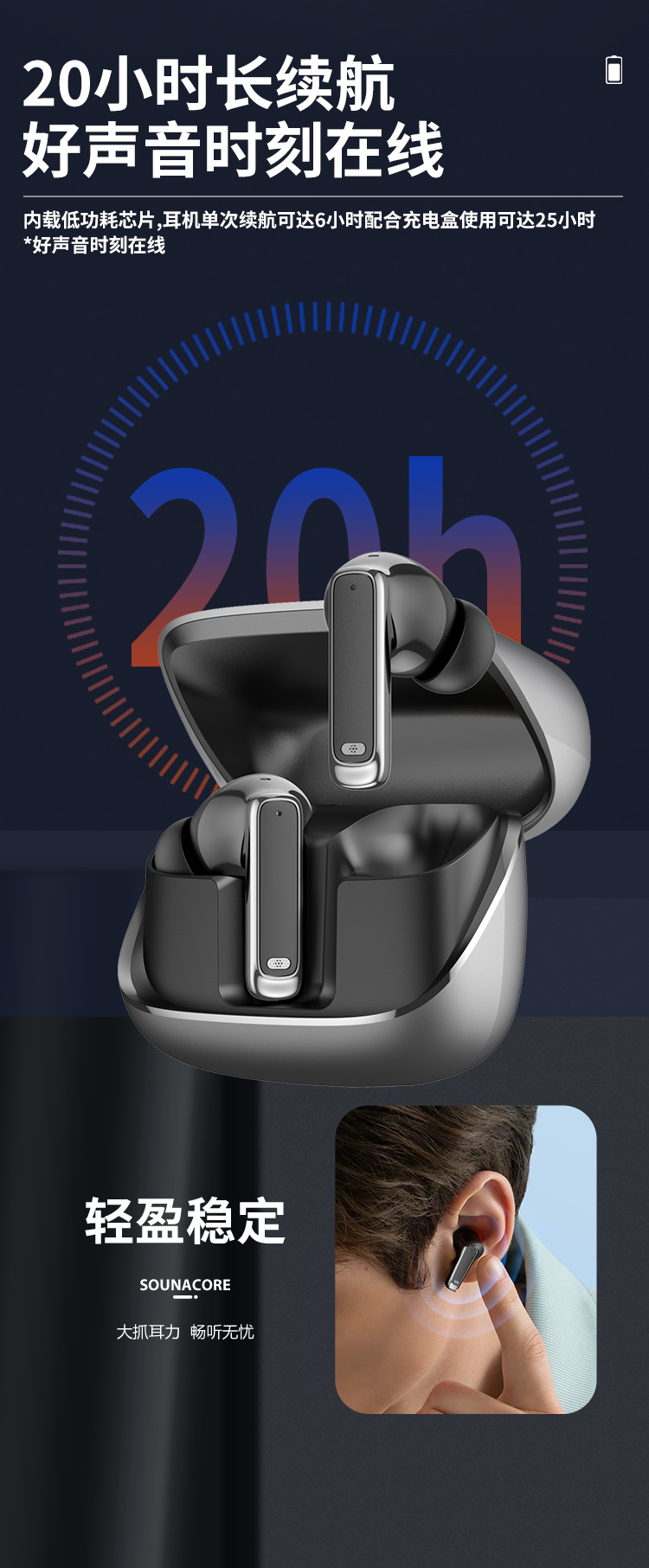 Наушники 219 bluetooth показывают небольшие экраны, умные ии, синхронизированные переводы с интерграничного интерграничного завода ENC pic 8