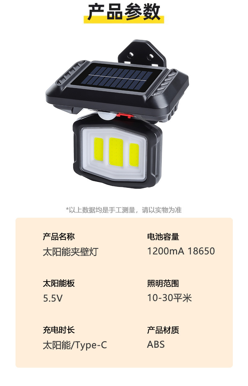 新跨境太阳能感应灯高亮LED可旋转壁灯户外光控防水道路庭院路灯详情12
