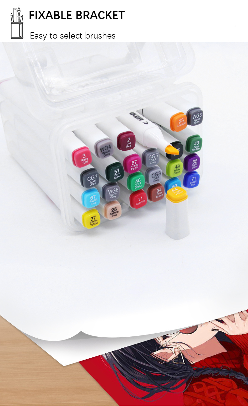 Yalong Cross-border Classic Bestseller student art supplies 24-color marker pens with double-pointed markings pic 6