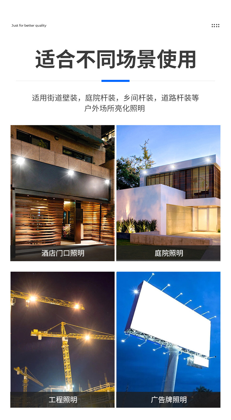 跨境专供聚宝盆太阳能LED投光灯户外超亮农村大门口路灯IP66详情6