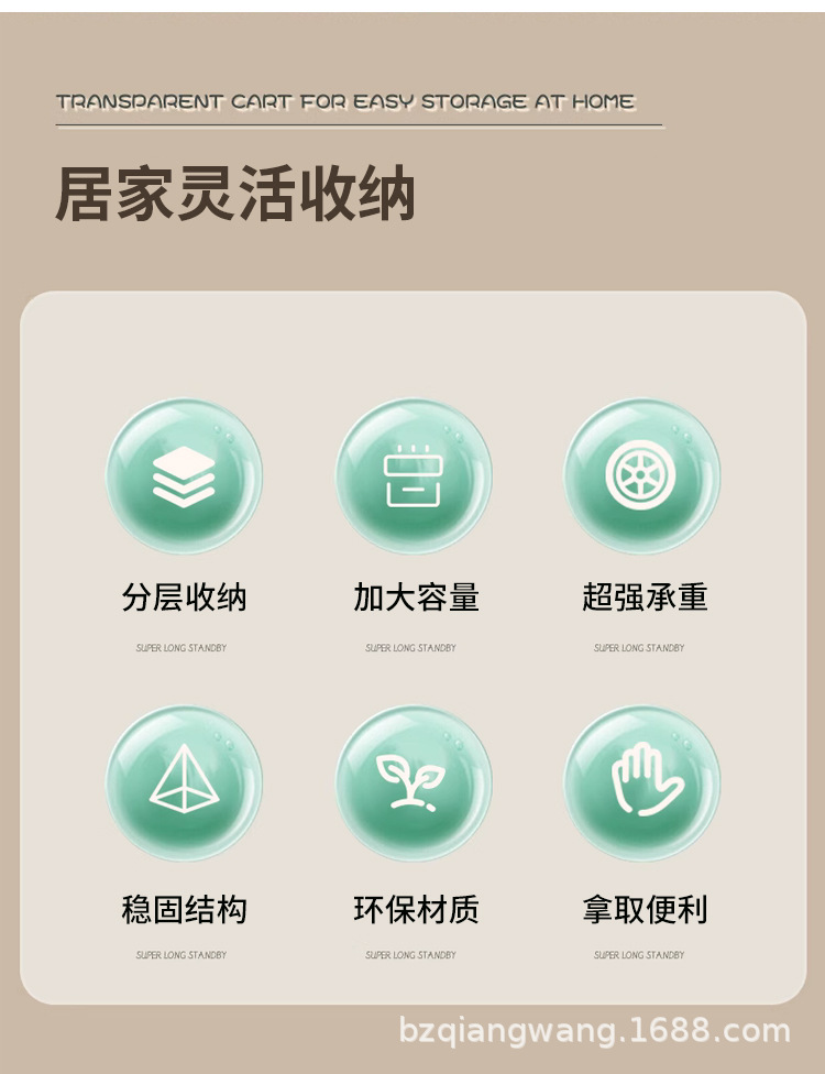 Bathroom and toilet storage rack, multi-layer plastic storage rack, washroom trolley rack, basin rack, storage pic 11