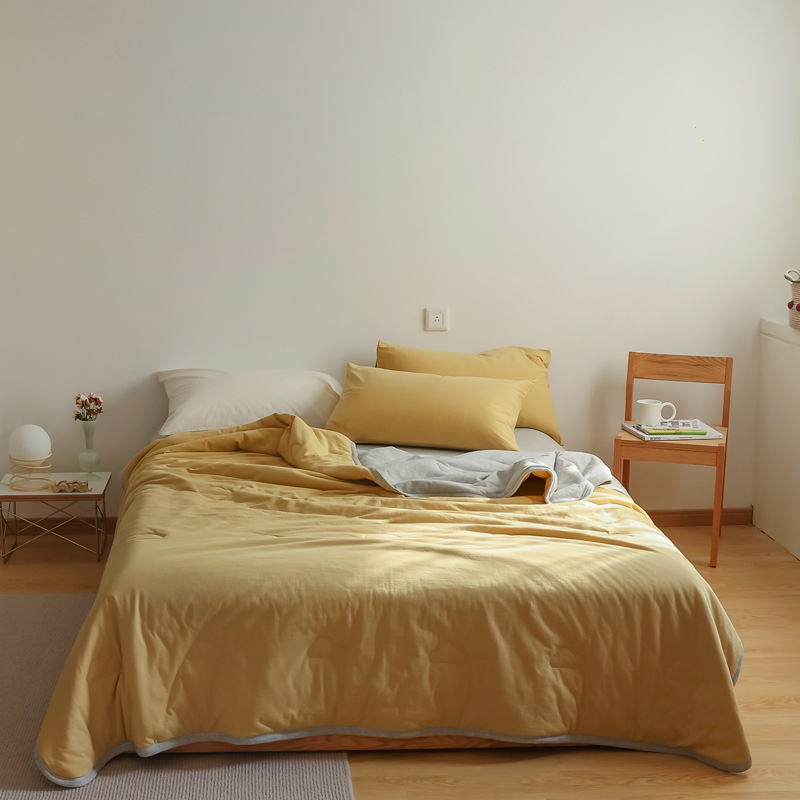 Simple Japanese Muji soft knitted cotton Tianzhu cotton quality two-color summer cool quilt, machine washable, water-washable air-conditioned quilt pic 30
