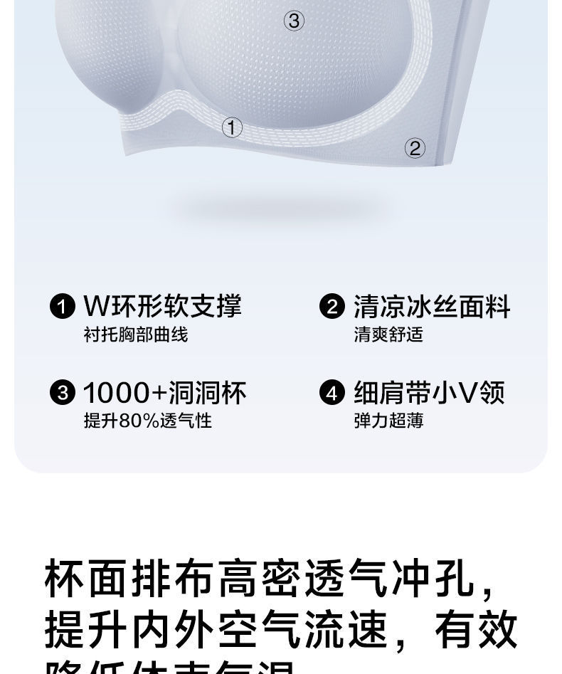 Herbal original color same ultra-thin breathable seamless lingerie for women V-neck gathering halter vest style bra for women pic 8