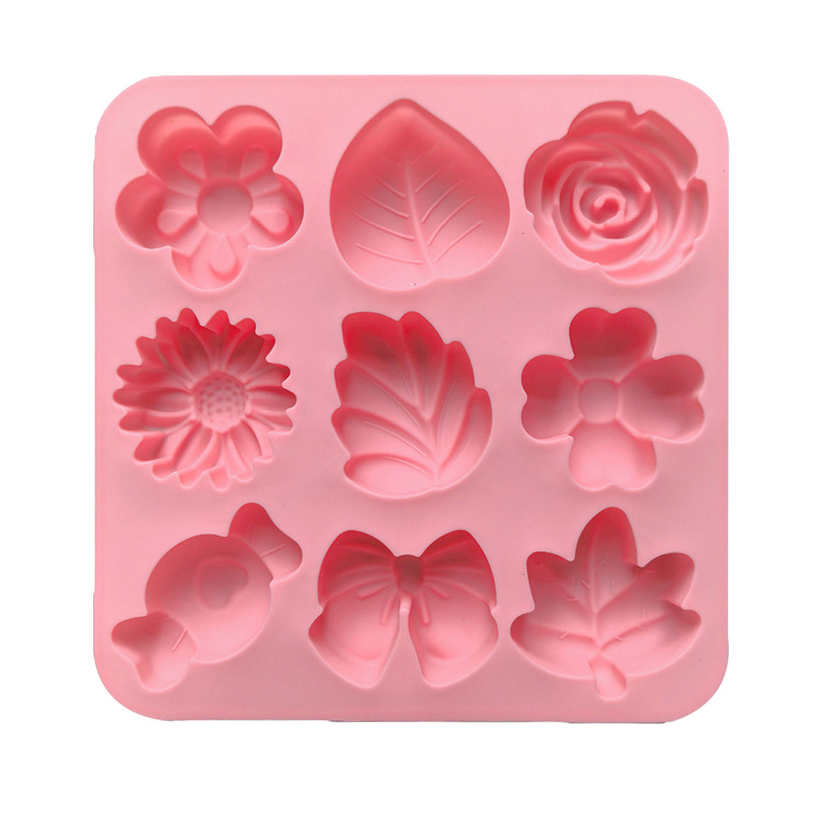 9 líneas de diferentes flores y hierbas forma de silicona de grado alimenticio molde de chocolate caramelo gelatina molde de polvo fresco molde de jabón artesanal DIY pic 8