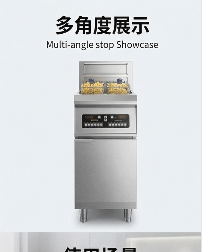 Kaiping vertical electric fryer, commercial electric heating large capacity deep fryer, fried chicken machine, single cylinder and double cylinder constant temperature oil stick machine pic 3