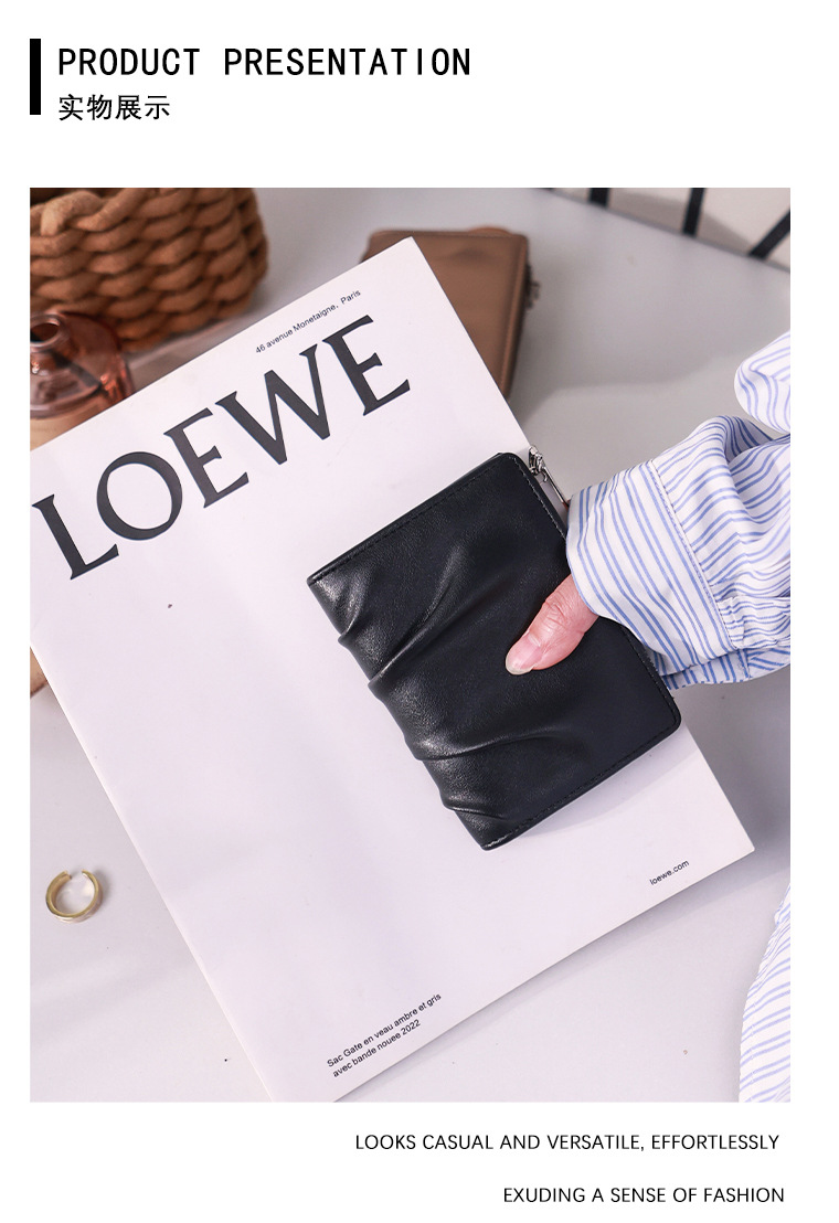 外贸热卖褶皱感女式短款钱包精致小巧网红零钱包百搭卡包学生钱夹详情11