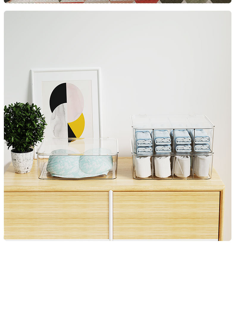 溢溢购内衣分格透明收纳盒家用卧室衣柜袜子内裤抽屉分类整理盒详情19
