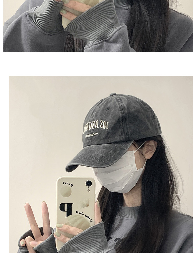 ins retro grey baseball cap for women, summer American-style washed head, trendy, versatile and face-enhancing small baseball cap pic 9