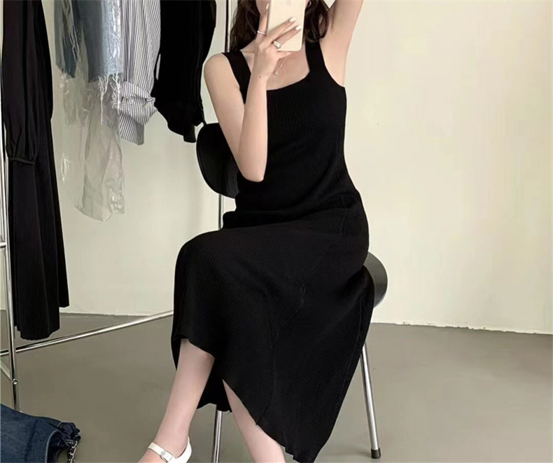 秋季新款打底针织衫女吊带连衣裙韩版宽松胖MM遮肉背心气质收腰裙详情6