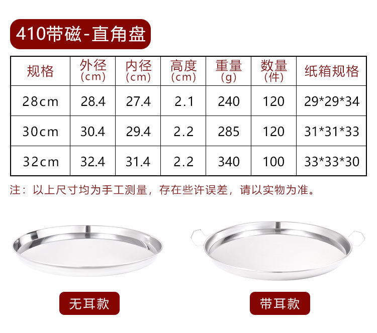 酒店专用盘不锈钢圆形高级感家用餐具加厚批发厂家托盘盘子plate详情4