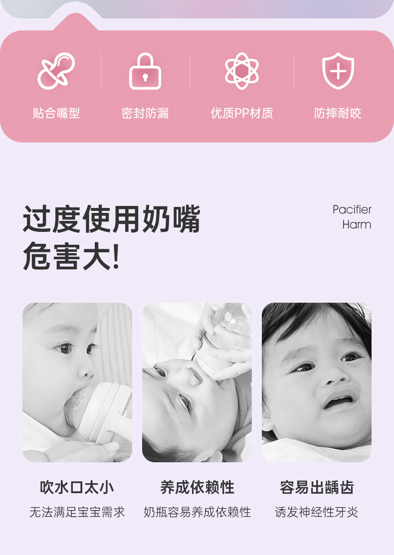 婴幼儿学饮杯PP大容量水杯 宝宝喝水便携水杯防摔鸭嘴杯直饮水杯详情2