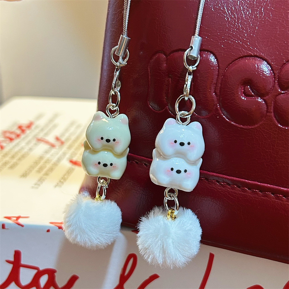 卡通甜美西高地毛球手机链少女心原创小狗钥匙扣学生书包挂饰配饰详情5