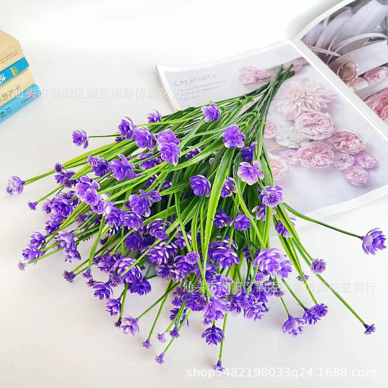 亚马逊跨境人造花7叉春草茶花仿真花满天星玫瑰花水仙花玉米花详情20