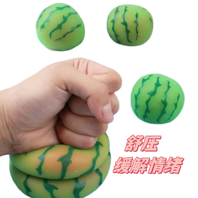 Cross-border best-selling color-changing watermelon Kneading Fun tpr stress-relieving slow rebound flour-filled simulation fruit manufacturer wholesale pic 4