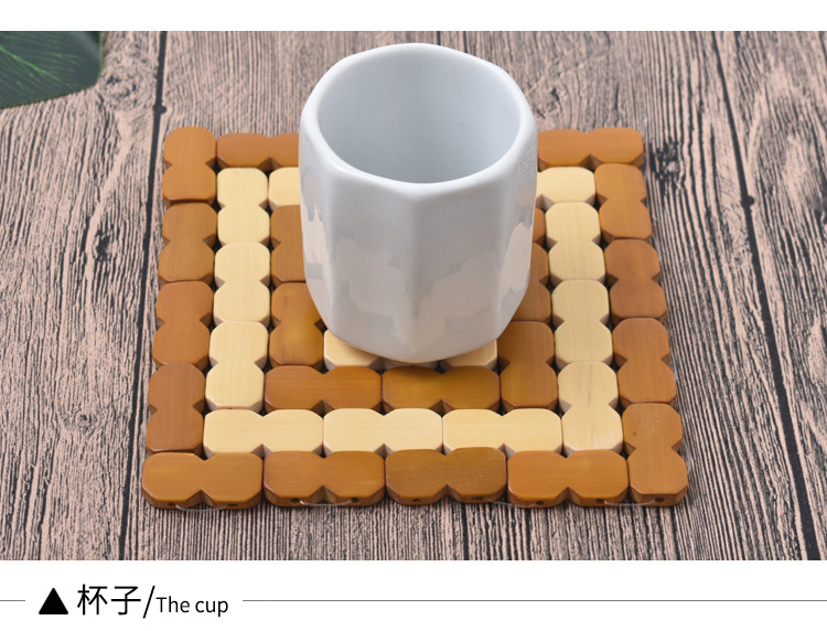 Cross-border delivery of bamboo table heat insulation pads, square square square anti-scald bowl pads, bowl pads, bamboo and wood coasters, kitchen pot pads pic 9