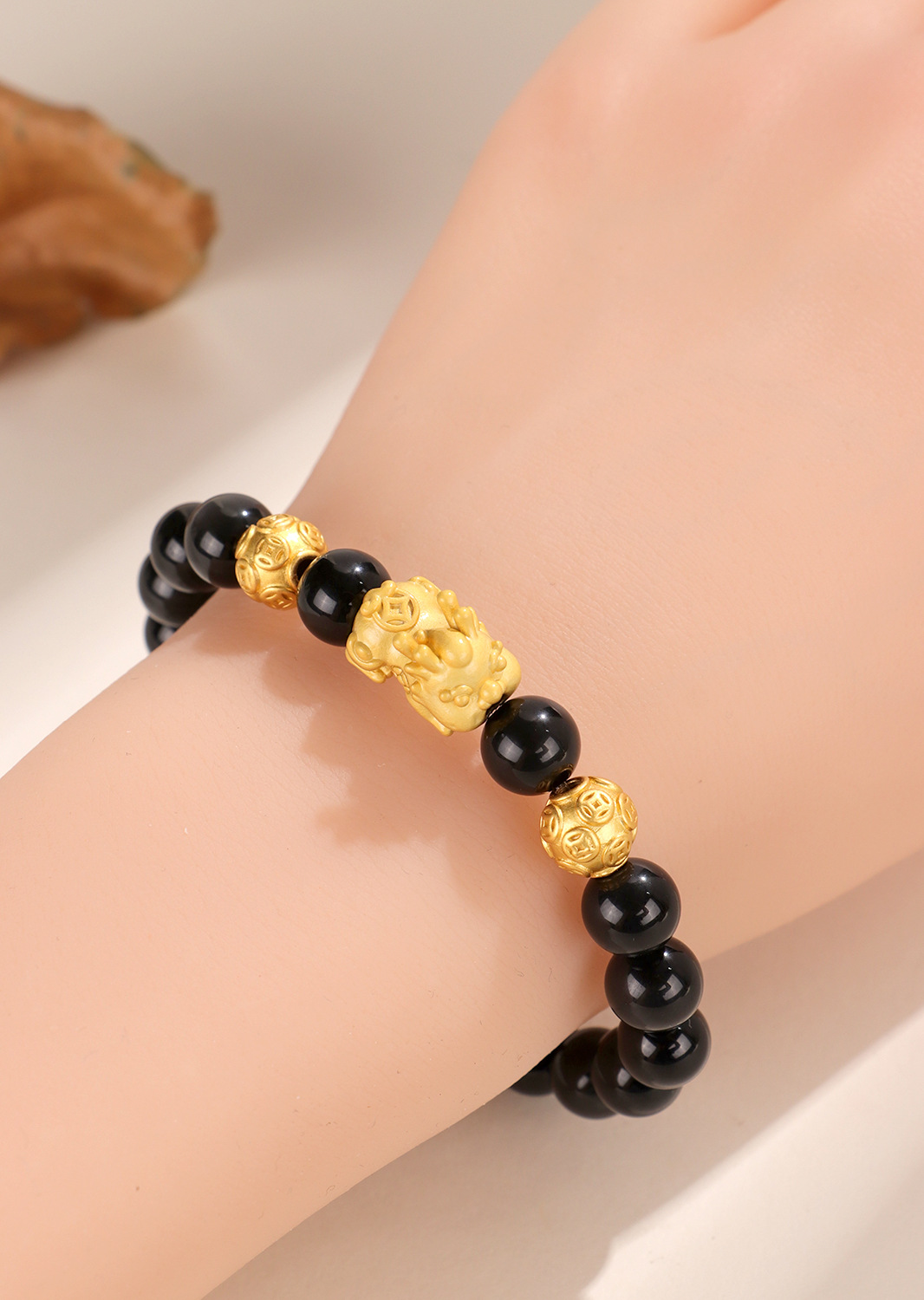 国潮貔貅珠黑曜石串珠情侣手链女新中式民族国潮风手串批发详情37