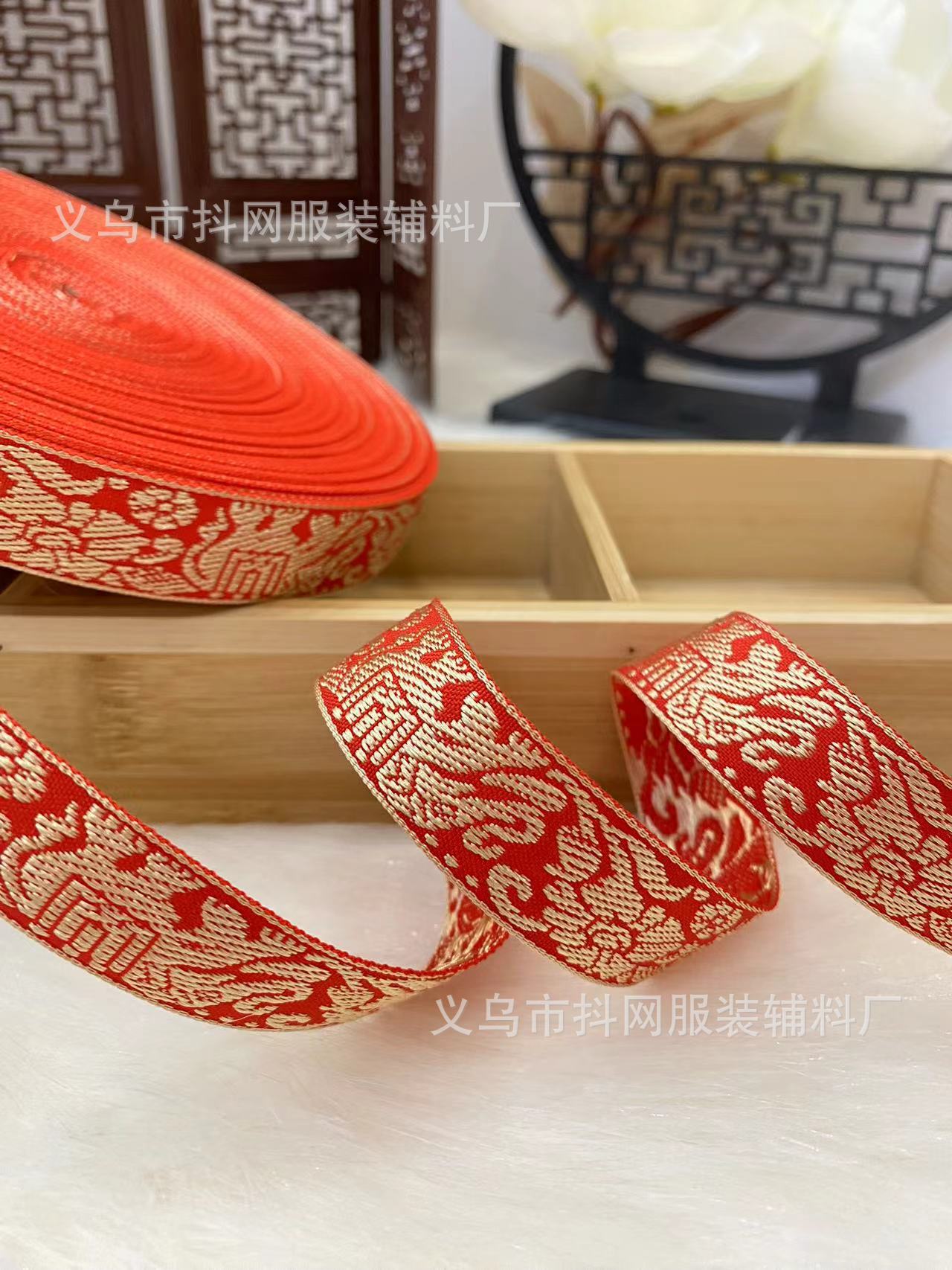 现货1.5--2.2cm大红喜庆民族风发饰头饰中式婚服演出服装辅料批发详情8