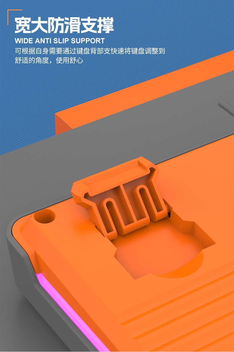 跨境蝰蛇K87有线键盘87键彩虹背光三拼色键帽办公商务家用小键盘详情13