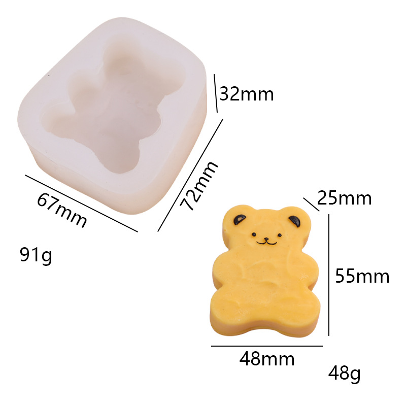 Three-dimensional bear cookies, scented candles, silicone mold, DIY handmade fondant mousse baking, gypsum epoxy resin mold pic 1